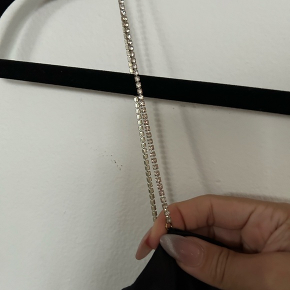 Satin Black Dress with Rhinestone Straps - Picture 2 of 3